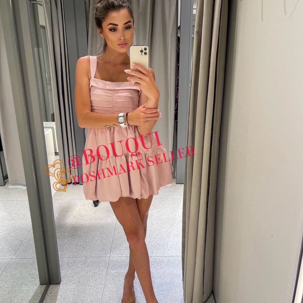 BLOGGERS FAV ZARA DRAPED BALLOON MINI DRESS - Picture 4 of 15